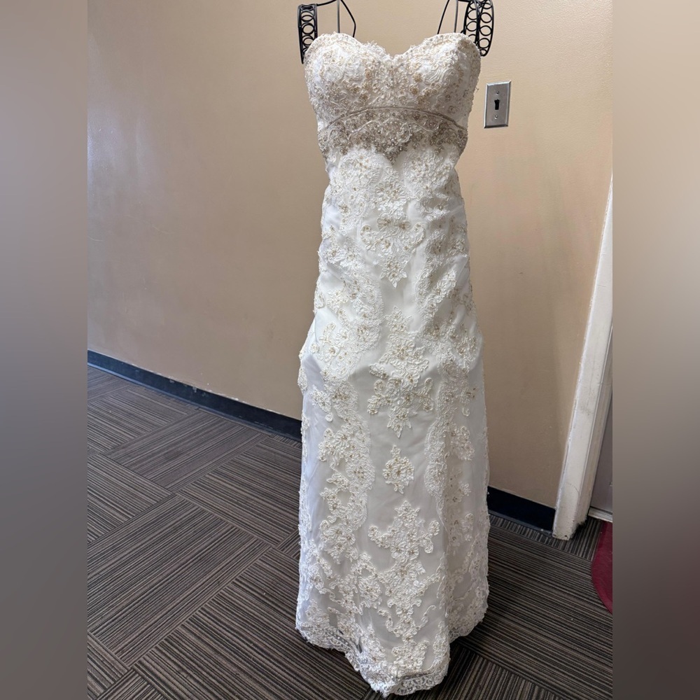 Casablanca Bridal, Elegant Cream Lace Wedding Dress